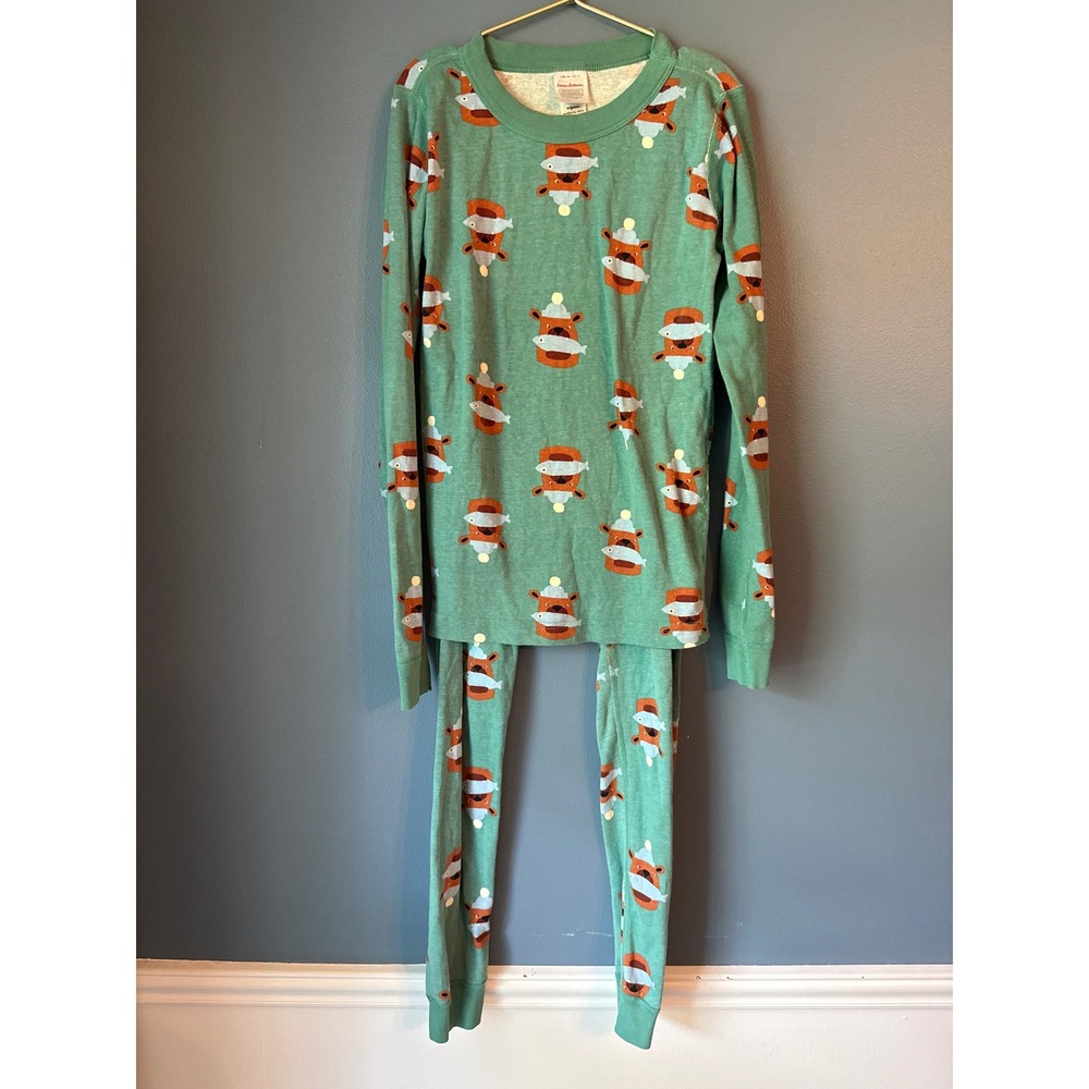 Hanna Andersson Kids Green Bear Fish Organic Cotton Pajama Set 150 cm US 12